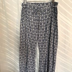 BCBG MAXAZRIA Blue Print Wide Leg Pants NWOT